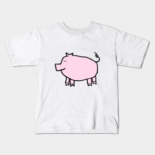 Soft Pink Pig Left Kids T-Shirt